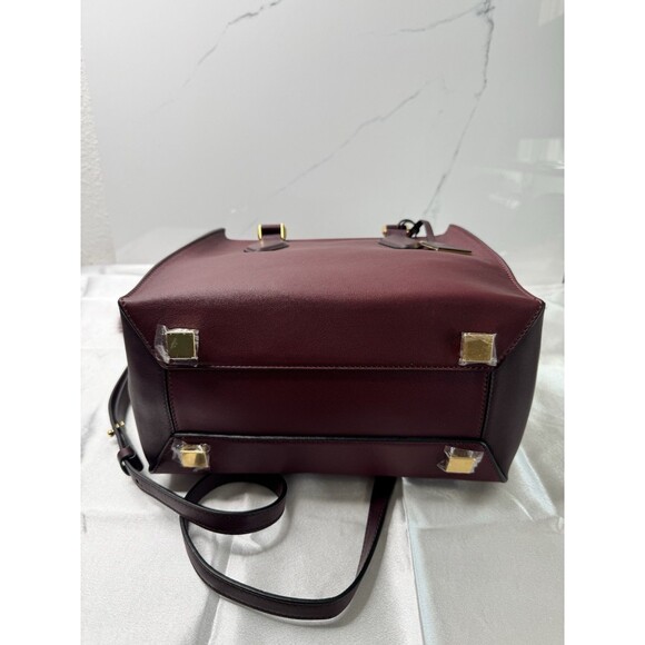 Michael Kors Collection GRACIE Tote Burgundy Leather + Python Embossed Wallet - Picture 11 of 16